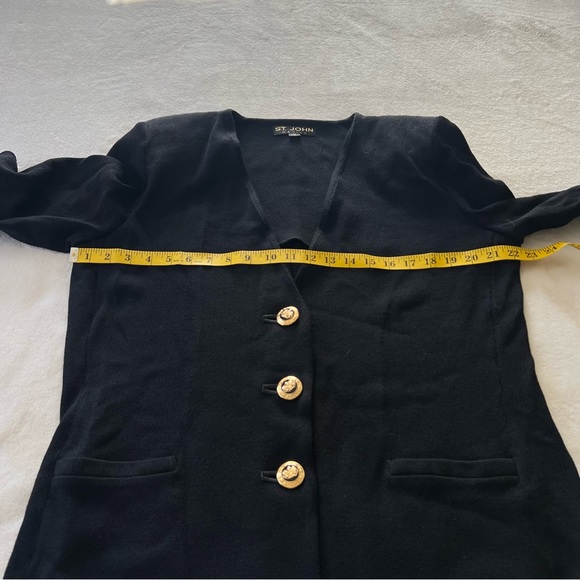 Vintage St. John Basics Sz 16 Santana Knit Black Long Sleeve Jacket & Skirt Set - Picture 9 of 13